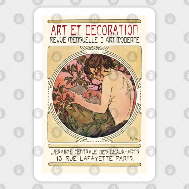 Art Et Decoration, Mucha lithograph Sticker by UndiscoveredWonders